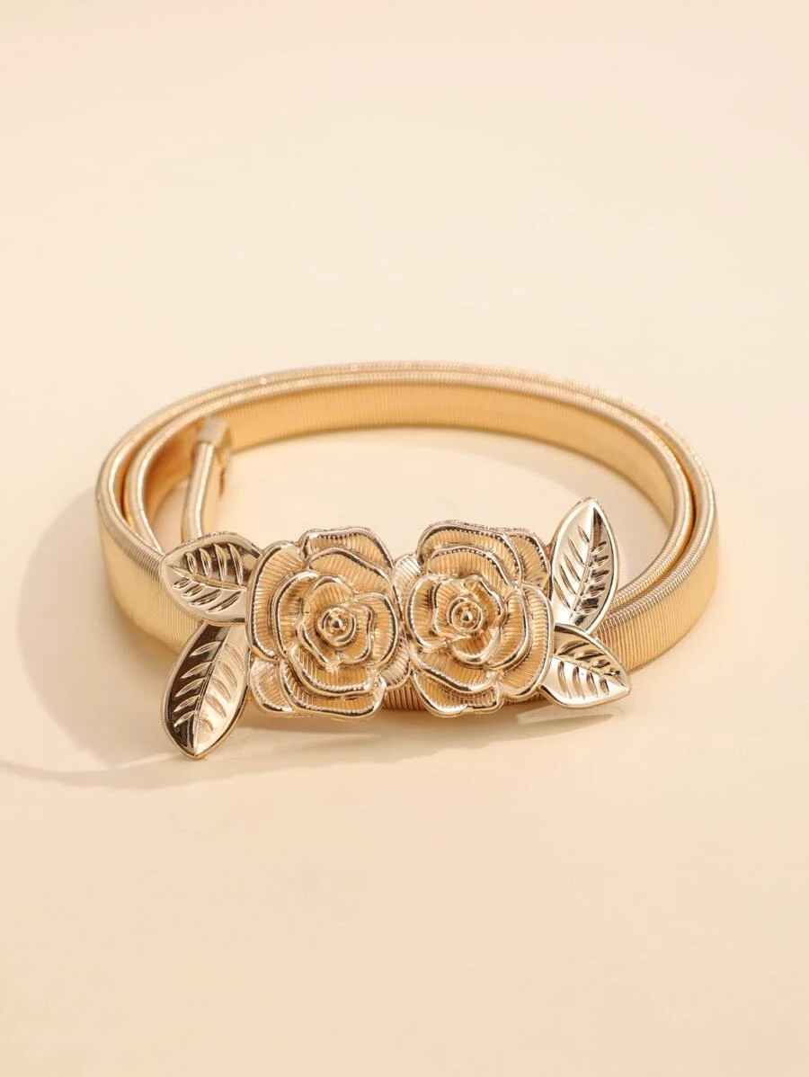 เข็มขัด ตกแต่ง ดอกไม้  l-035