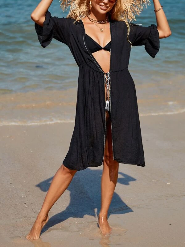 กิโมโน แขนเย็บรอยจีบ ผูกโบว์หน้า  mm-121