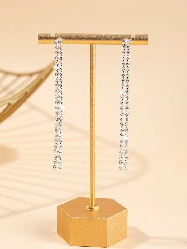 ต่างหูแบบยาว พลอยเทียม พู่ e-15