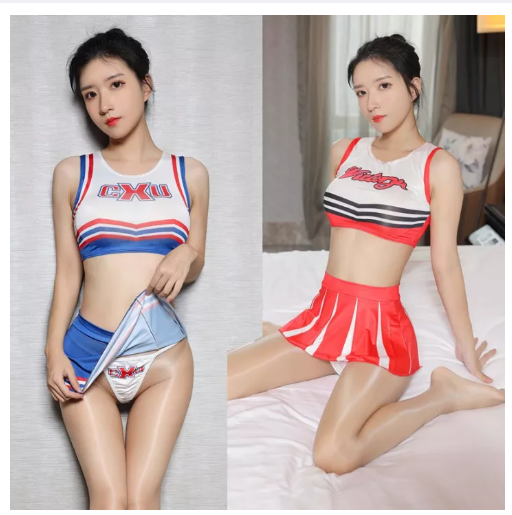 SE65@3Pcs/Set Sexy Lingerie Cheerleading Uniform For Women Mini Skirt Top Underwear High Elastic Clubwear Cosplay Halloween Costume