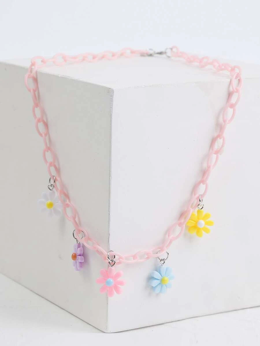 สร้อยคอโซ่ตกแต่งจี้ดอกไม้ kk-115