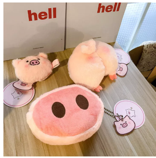 BAG97-กระเป๋าใส่เหรียญ กระเป๋าสตางค์ ผ้ากำมะหยี่ ลายน้องหมู น่ารักมาก