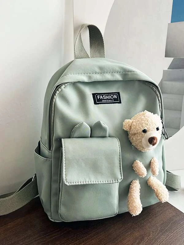 กระเป๋าเป้สะพายหลัง แพทช์ ตัวอักษร กระเป๋าด้านหน้า  ll-113