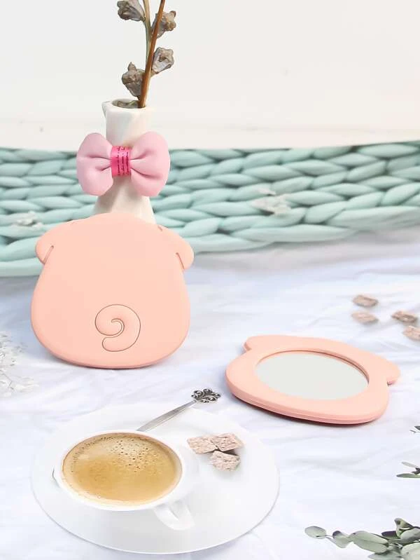 กระจกแต่งหน้า การออกแบบ การ์ตูน หมู พกพาได้ k-3