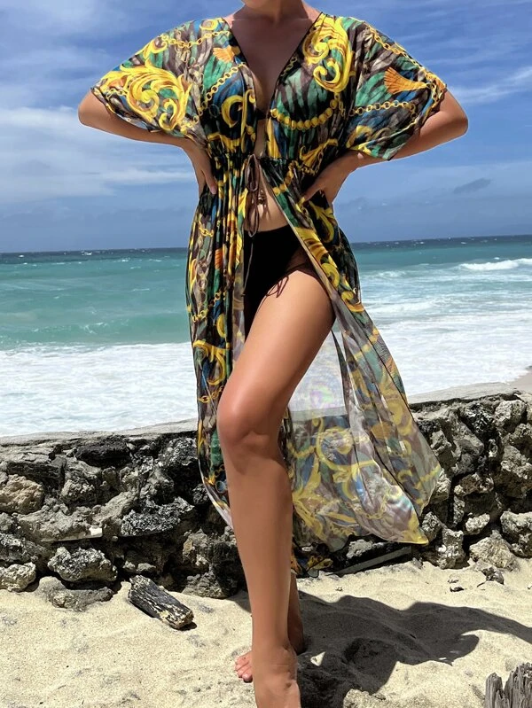 กิโมโน พิมพ์ ลูกโซ่ ผูกโบว์หน้า mm-2