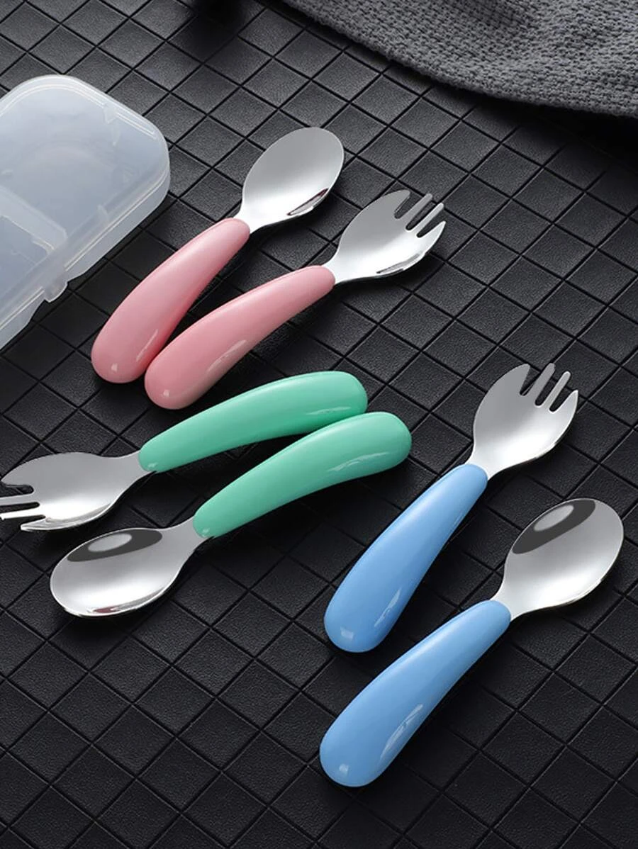 ชุดช้อนส้อม สแตนเลส สีสุ่ม 2 ชิ้น hh-41