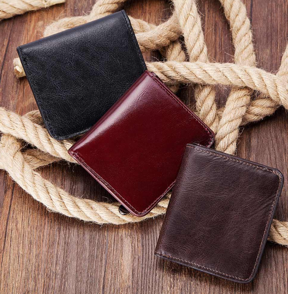 HU02-HUMERPAUL กระเป๋าสตางค์หนังวัวแท้ Pumen กระเป๋าใส่เหรียญขนาดเล็กขนาดเล็กมินิการ์ดที่ใส่ง่ายปอร์โตโมนีบางกระเป๋าหนังผู้ชาย