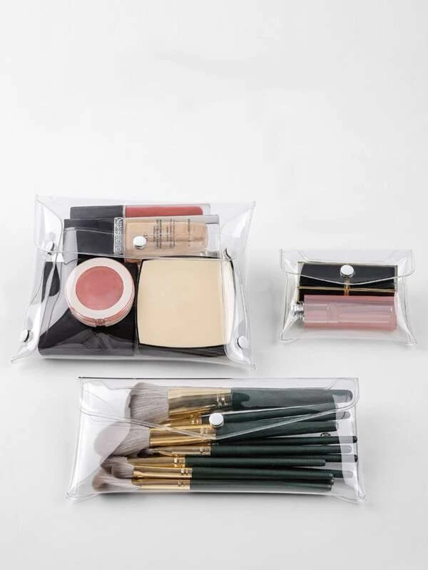 3 ชิ้น กระเป๋าเครื่องสำอาง ซองจดหมาย โปร่งใส  ค-26