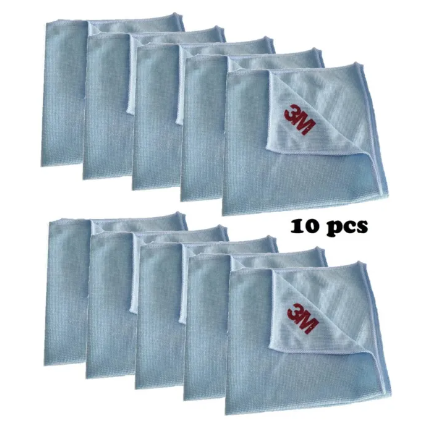 AC183-(10ผืน) ผ้าไมโครไฟเบอร์ ตรา 3M ขนาด 36 x 36 ซม. สำหรับทำความสะอาดทั่วไป ลงแว๊ก สีฟ้า ขนสั้น