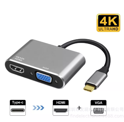 GE75-Type - C TO HDMI VGA รองรับข้อมูลเสียงจอแสดงผลเกียร์ตัวแปลง USB 3.1 สำหรับ 4 K อะแดปเตอร์ Multifunction Terminal TV วิดีโอ