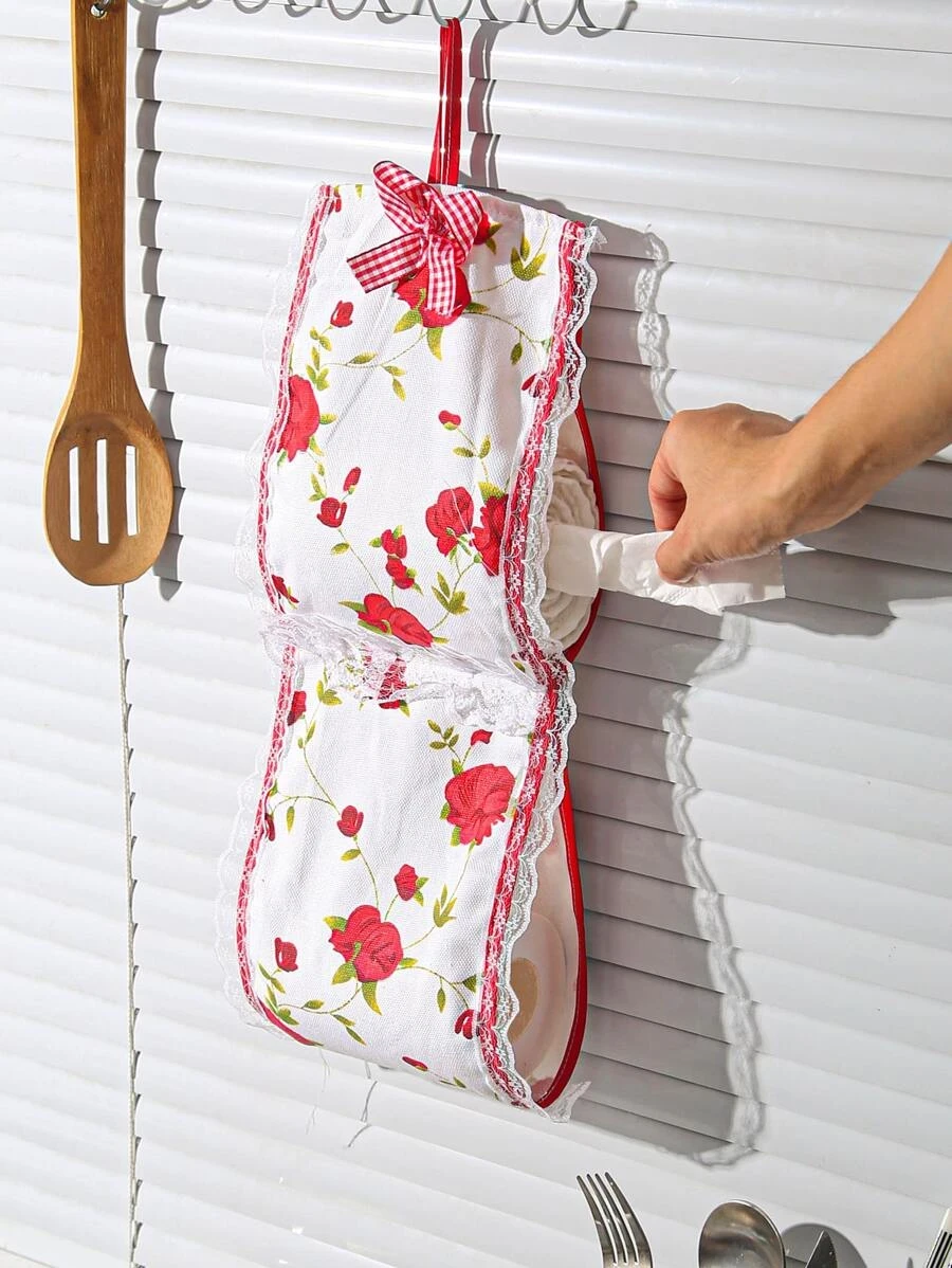 กระเป๋าเก็บของ ลาย ดอกไม้ แขวน เนื้อเยื่อ 1 ชิ้น  nn-157