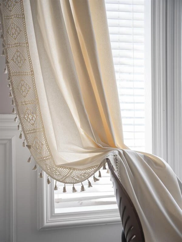 ผ้าม่าน งานถัก ขอบแต่งพู่  098