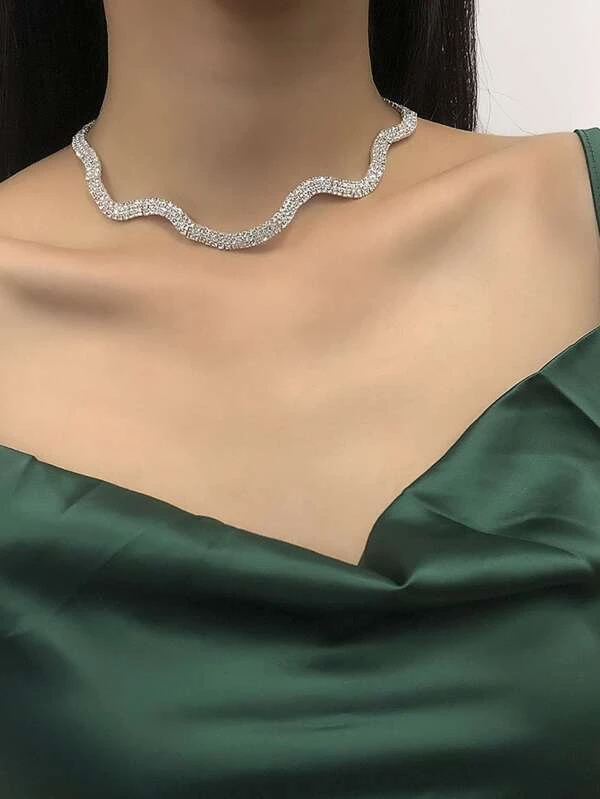 สร้อยคอ ตกแต่ง พลอยเทียม  kk-256