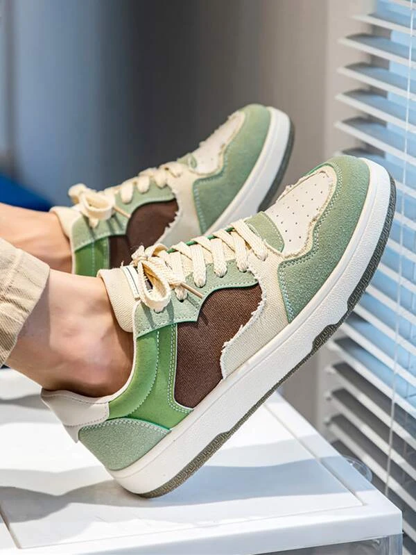 ผู้ชาย รองเท้าสเก็ต บล็อคสี แพทช์ ตัวอักษร สายรัดหน้า m-92