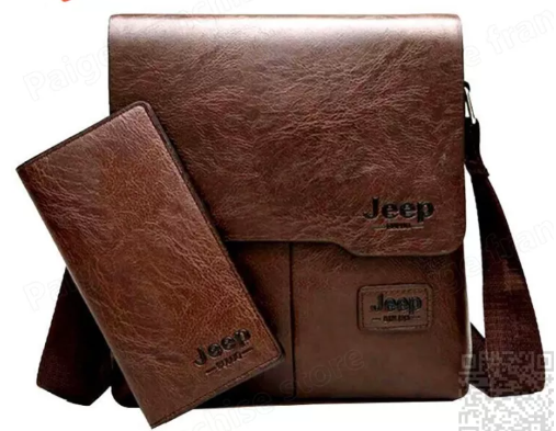 BAG78-กระเป๋าสะพายธุรกิจหนังผู้ชาย กระเป๋าสะพายข้าง+กระเป๋าสตางค์ (เซท2ชิ้น)