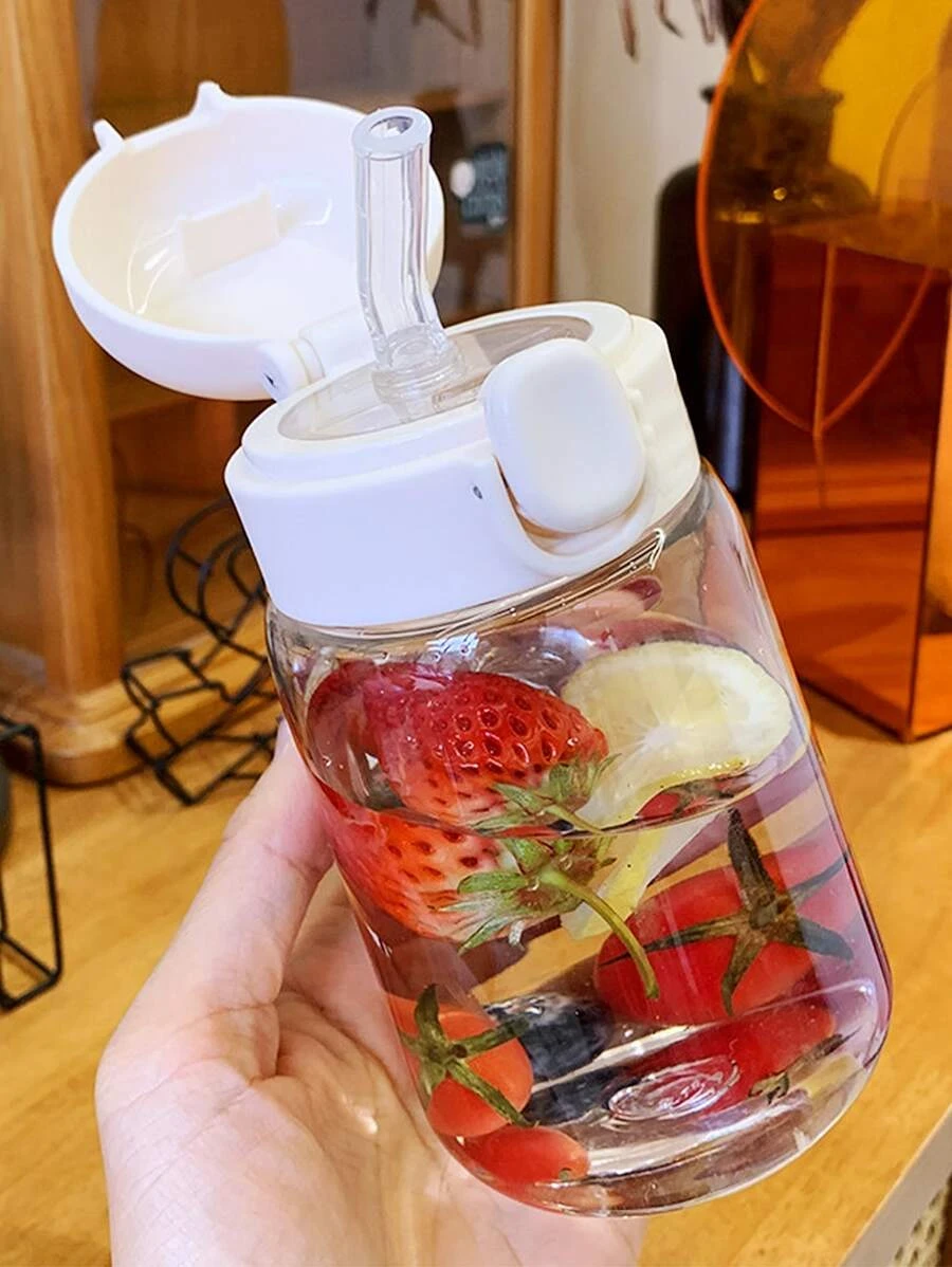 ขวดน้ำ 1 ชิ้น แบบพกพา พลาสติก แก้วเก็บความเย็น 350ml พลาสติก สีใส สำหรับ บ้าน ออฟฟิส  oo-219