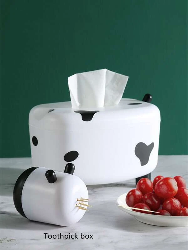 1 ชิ้น การออกแบบ วัว กล่องทิชชู่ พร้อม ที่ใส่ไม้จิ้มฟัน nn-60