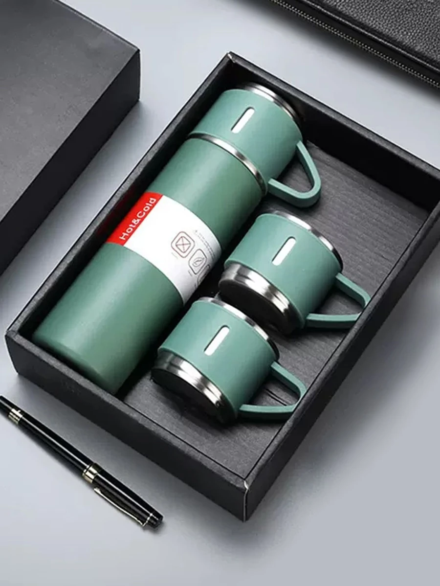 1 ชิ้น กระติกน้ำสุญญากาศ ธุรกิจ กระติกชงชา สแตนเลส ขวดน้ำสแตนเลส ขวดน้ำฉนวน พร้อม 3 ชิ้น ถ้วย  oo-204