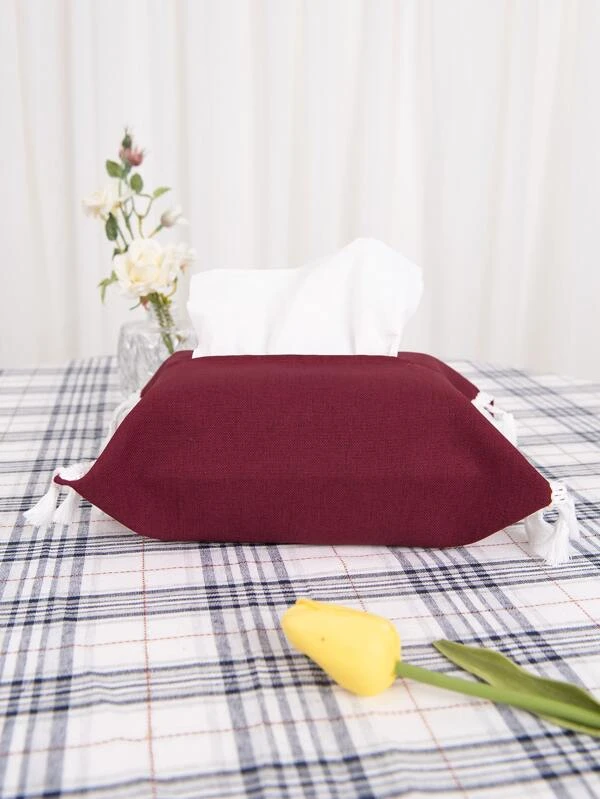 ถุงเก็บทิชชู่ โพลีเอสเตอร์ เนื้อเยื่อ จัดเก็บ นอร์ดิก ตกแต่ง พู่ สำหรับ โต๊ะ 1 ชิ้น  nn-81