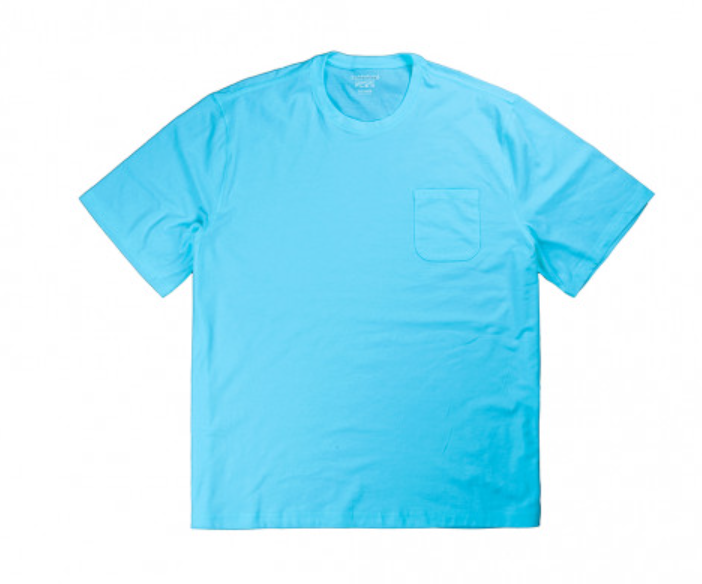 PE23-POCKET TEE คอกลมสีฟ้าน้ำทะเล