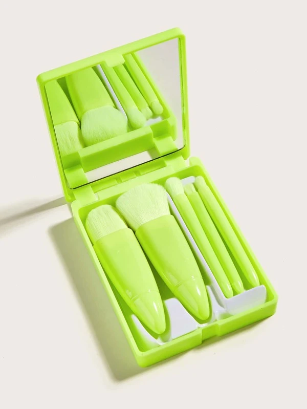 5 ชิ้น เซ็ต แปรงแต่งหน้า พร้อม กล่องเก็บของ e-93