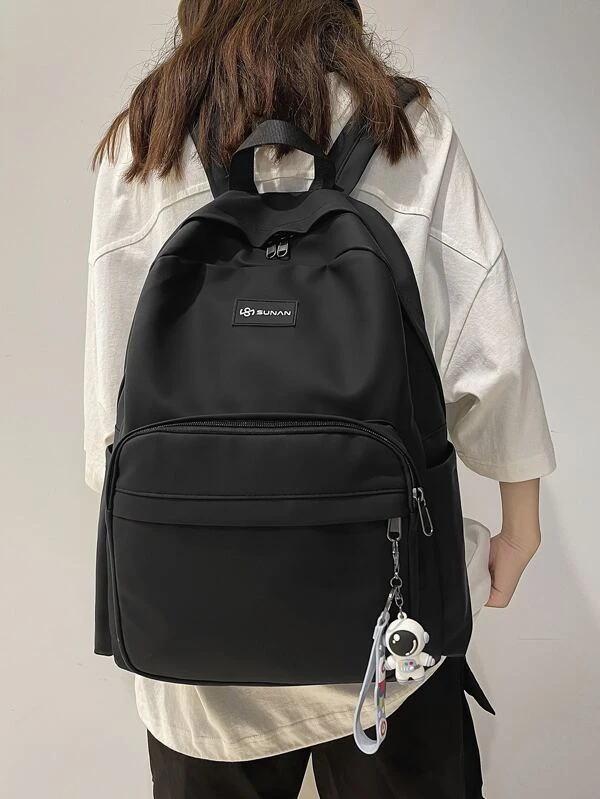 กระเป๋าเป้ คลาสสิค แพทช์ ตัวอักษร พร้อม จี้กระเป๋า  ll-97