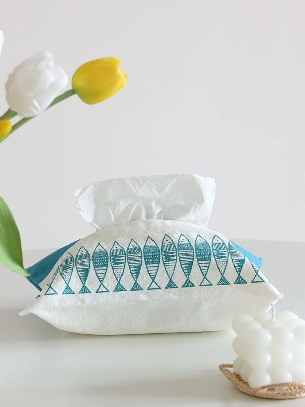 กระเป๋าใส่ทิชชู่ 1 ชิ้น ลายปลา สไตล์ญี่ปุ่น ผ้า กระเป๋าใส่ของ สำหรับ ใช้ในบ้าน และ รถยนต์ nn-55