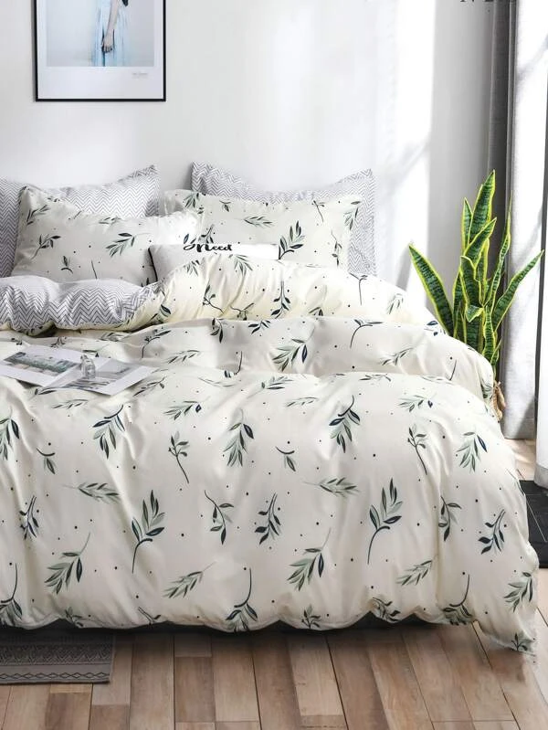 ชุดปลอกผ้านวม ไม่มีฟิลเลอร์ ลาย ใบไม้ t-6