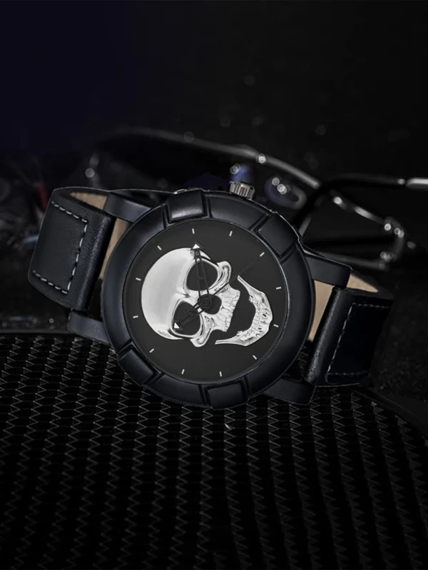 นาฬิกาควอตซ์ ผู้ชาย ลายโครงกระดูก  น-0126