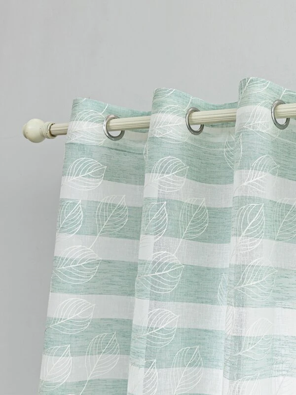 ผ้าม่าน ผ้าโปร่ง ปักลายใบไม้  ผ141