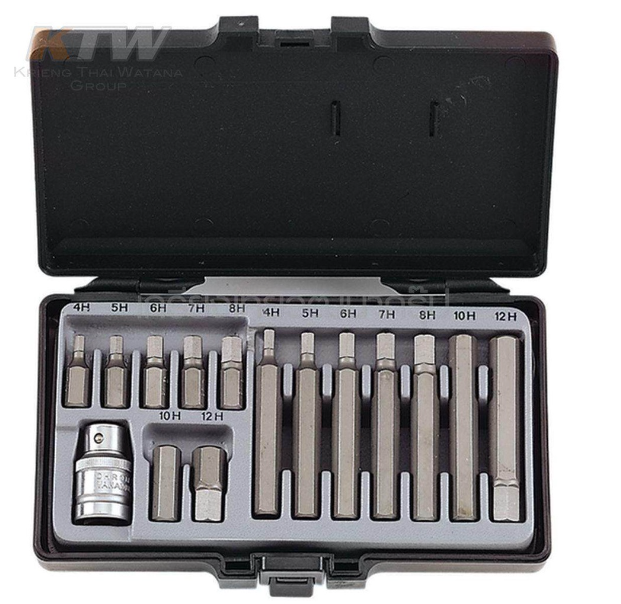 TH173-ชุดเครื่องมือซ่อมรถย FORCE ชุดเครื่องมือ Star Batch H (HEX) 15 ชิ้น, ชุดซ็อกเก็ต Hex Pin 15 ชิ้น, ที่จับซ็อกเก็ต 1 ชิ้น