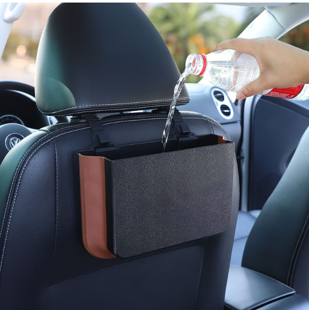 GX65-ที่เก็บของหลังเบาะ ถังขยะ ที่เก็บของในรถ กล่องเก็บขวดน้ำ ที่ใส่ของแขวนหลังเบาะ พับเก็บได้