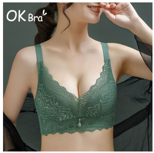 BRA38 OK Bra 32-40ABC Cup Plus Size Women Sexy Lace Pattern Push Up Bras High Quality Massage Cups No Steel Rings Comfortable Breathable Gathering Underwear