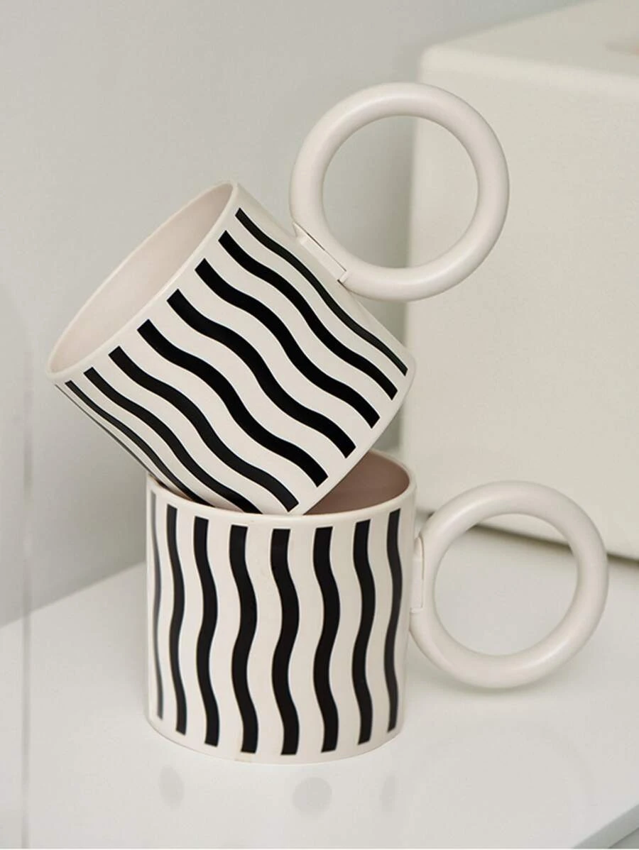 แก้วมัคสำนักงาน สไตล์ยุโรป ลายทาง มัลติฟังก์ชั่น สำหรับ ร้านอาหาร 1 ชิ้น  oo-123