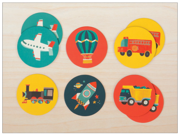 ROM73-เกมจับคู่ภาพแบบพกพา ลายยานพาหนะ (Transportation Mini Memory Match Game)