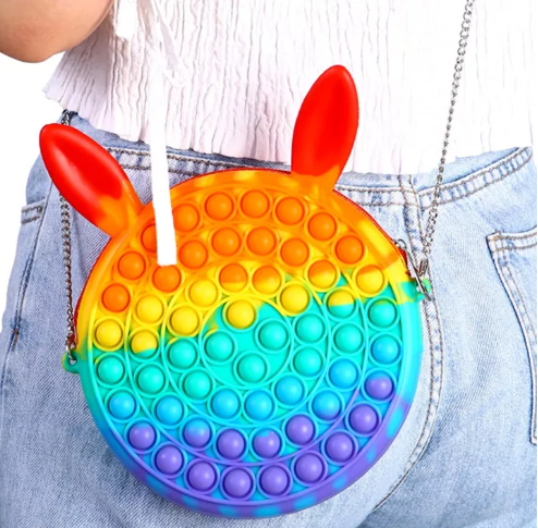 N73-กระเป๋าแฟชั่นหนูไพโอเนียร์พร้อมส่งกระเป๋าสะพายไหล่ สีรุ้ง มาการอง สไตล์สัตว์ เปิดเครื่องรูด กระเป๋าของเล่น