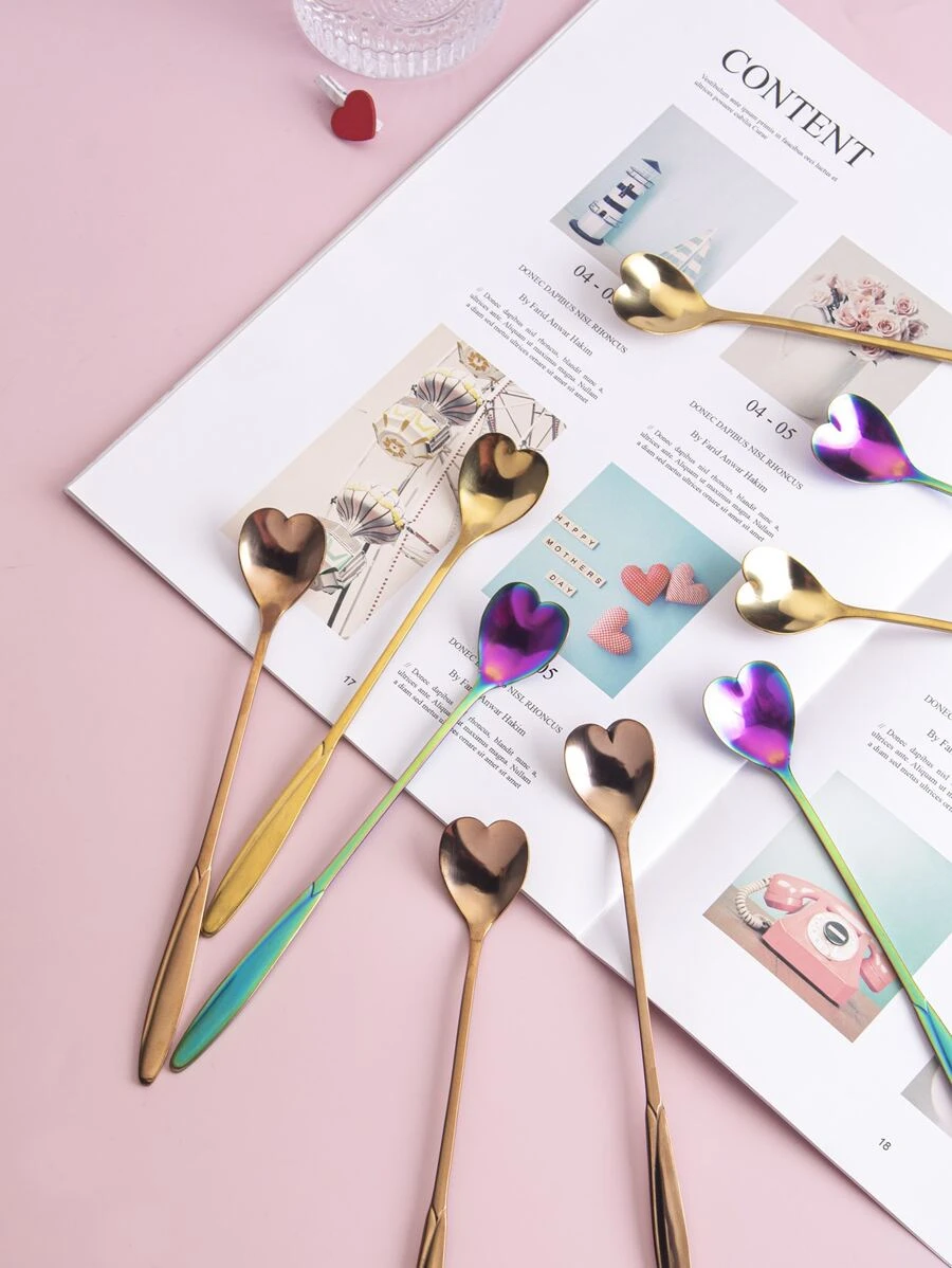 ช้อนหัวใจสีสุ่ม 3 ชิ้น hh-100