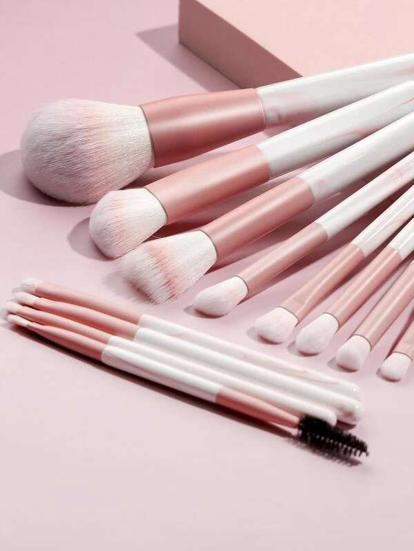 เซ็ต แปรงแต่งหน้า ลาย หินอ่อน 12 ชิ้น e-16