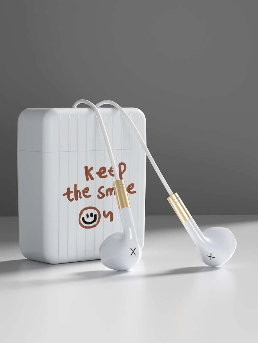 ชุดหูฟังแบบมีสายกราฟิก Letter พร้อมกล่องเก็บของ  dd-88