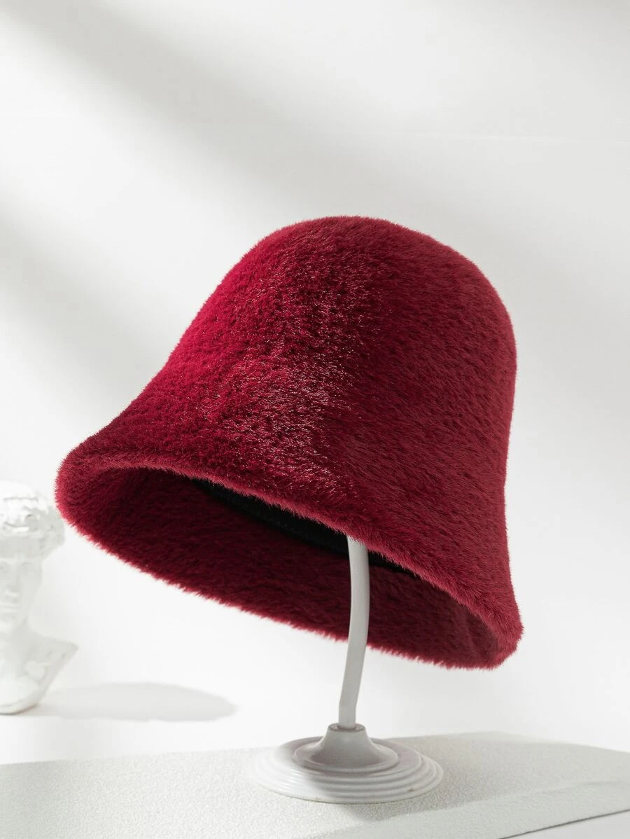 หมวกบักเก็ต สีพื้น ขนนุ่ม  j-44