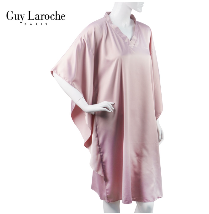 SA19>ชุดนอน แบรนด์ GUY LAROCHE กระโปรงยาวคลุมเข่า ทรงค้างคาวสั้น คอวี ไหล่ล้ำ เนื้อผ้าซาติน เนียน นุ่ม ลื่นเย็นสบาย GV3769 **