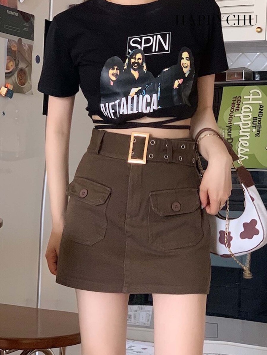 กระโปรงยีนส์ เนื้อผ้าหนา มีเข็มขัด พร้อมข้างในมีซับในเป็น กางเกง jj-22