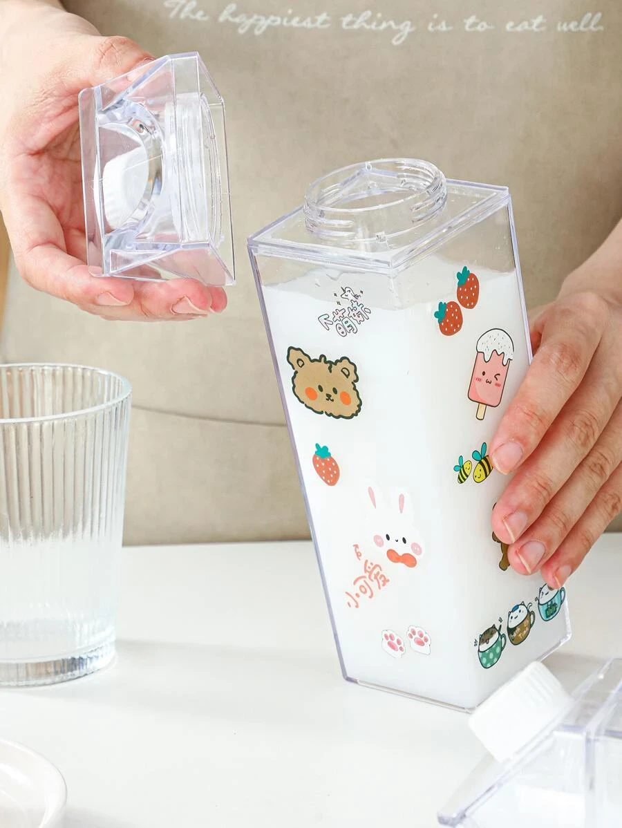 1 ชิ้น โปร่งใส ขวดน้ำ พร้อม 1 ชิ้น สติ๊กเกอร์  oo-225