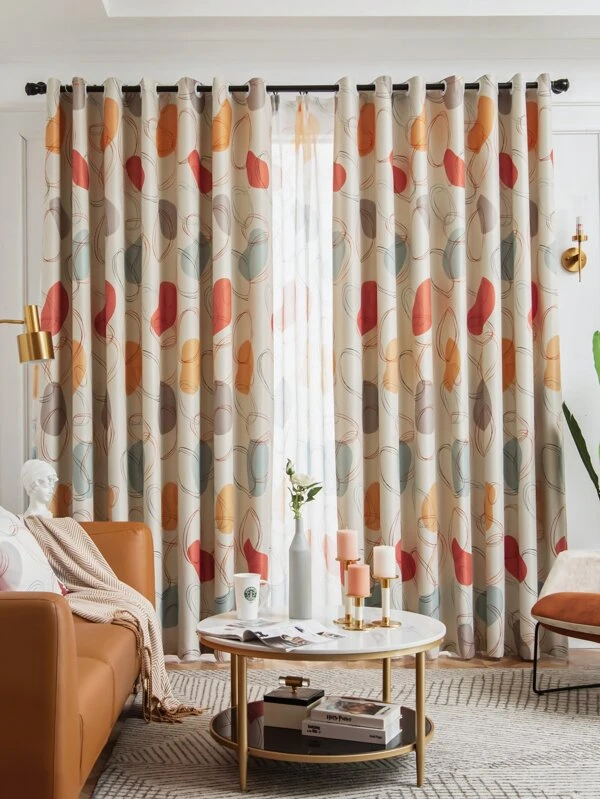 ผ้าม่านทึบแสง ภาพพิมพ์รูปกราฟิก บล็อก เดี่ยว  015