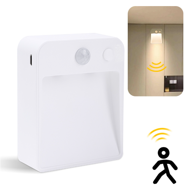 TH12-โคมไฟกลางคืน LED อินฟราเรด ตรวจจับมุม ทรงสี่เหลี่ยม ใช้แบตเตอรี่ ขนาดเล็ก ชาร์จ USB แบบพกพา สําหรับบันได บ้าน