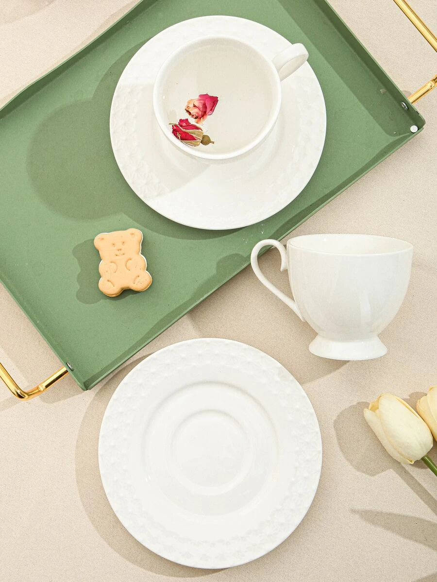 1 ชิ้น แก้วมัค & 1 ชิ้น มินิมอลลิสต์ สีขาว แก้วกาแฟ สำหรับ โต๊ะ  oo-175