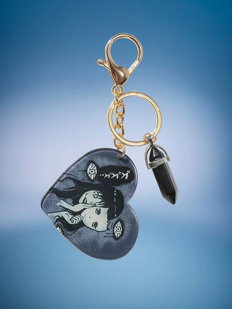 ROMWE Anime พวงกุญแจ พิมพ์ ฟิกเกอร์ จี้ หัวใจ  k-12