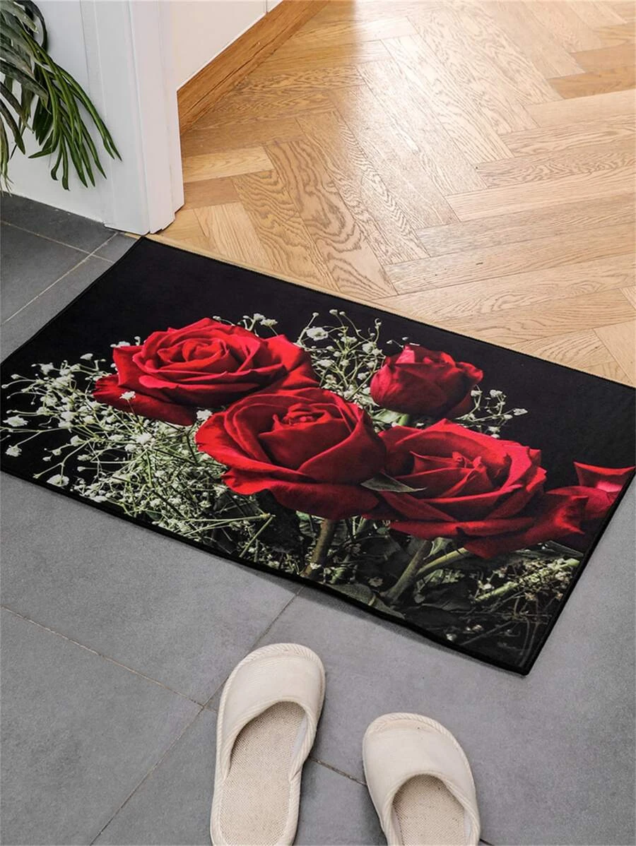 พรมหน้าประตู ลาย ดอกไม้ กันลื่น jj-169