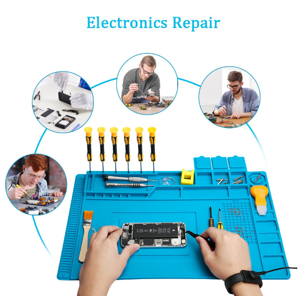 TH170-แผ่นยางรองซ่อม แผ่นซิลิโคนรองงานซ่อมอิเล็คทรอนิกส์ แผ่นใหญ่ขนาด 450x300mm เหมาะกับงานซ่อมคอม ซ่อมโทรศัพท์ งานบัดกรี
