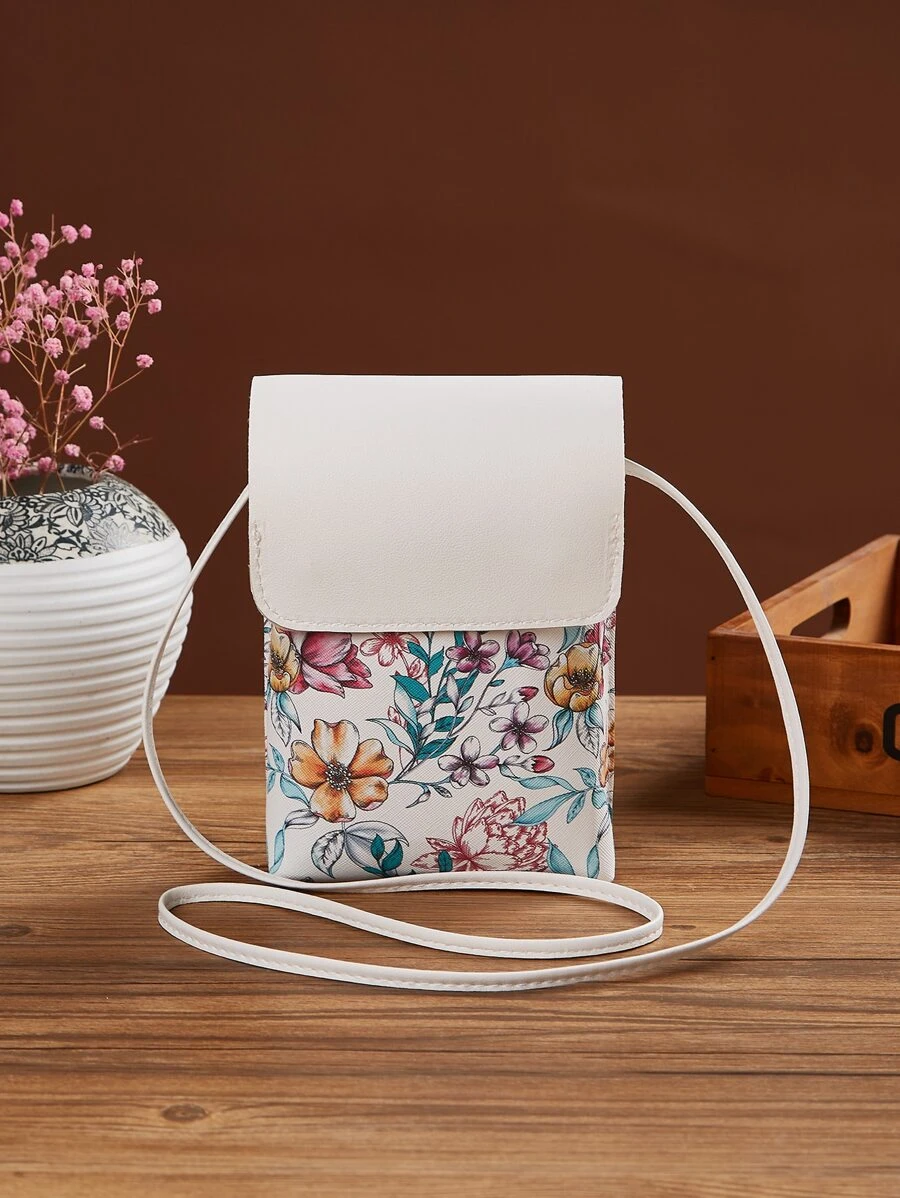 กระเป๋าสะพายข้างลายกราฟิกลายดอกไม้v-34